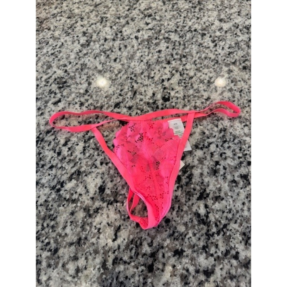 Aerie - Real Good Thong Panty Neon Pink Lace